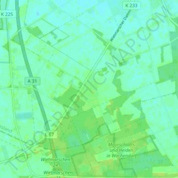 Mapa topográfico Großer Sand, altitud, relieve