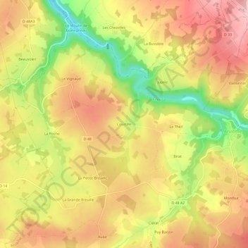 Mapa topográfico Courtille, altitud, relieve