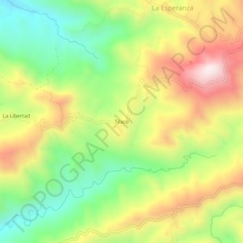 Mapa topográfico Tilaco, altitud, relieve