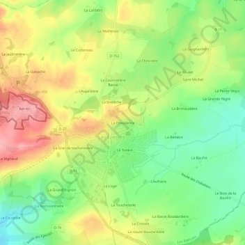 Mapa topográfico La Providence, altitud, relieve