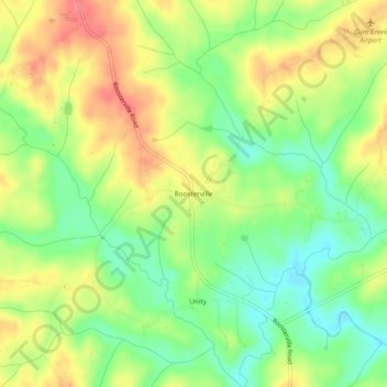 Mapa topográfico Roosterville, altitud, relieve