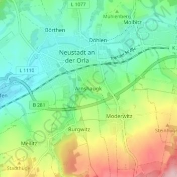 Mapa topográfico Arnshaugk, altitud, relieve