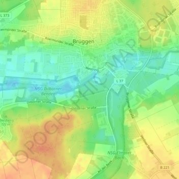 Mapa topográfico Auf der Koppel, altitud, relieve