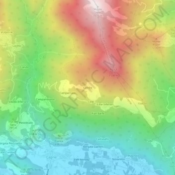 Mapa topográfico Combe, altitud, relieve