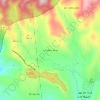 Mapa topográfico La Brellera Abajo, altitud, relieve