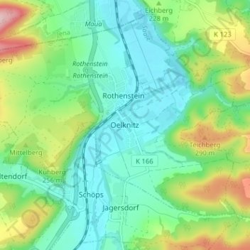 Mapa topográfico Oelknitz, altitud, relieve