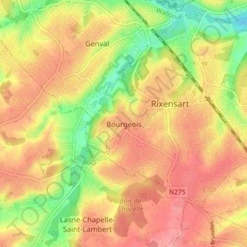 Mapa topográfico Bourgeois, altitud, relieve