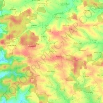 Mapa topográfico Einfeld, altitud, relieve