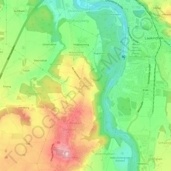 Mapa topográfico Ruhsam, altitud, relieve