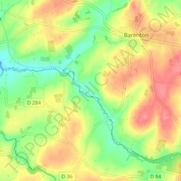 Mapa topográfico La Fougère, altitud, relieve