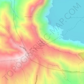 Mapa topográfico Quilotoa, altitud, relieve