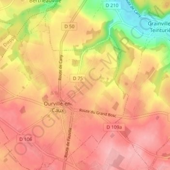 Mapa topográfico Froiderue, altitud, relieve