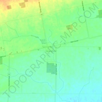 Mapa topográfico Springfield, altitud, relieve