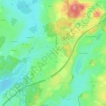 Mapa topográfico Gebrazhofen, altitud, relieve