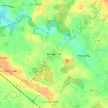 Mapa topográfico Borghorst, altitud, relieve