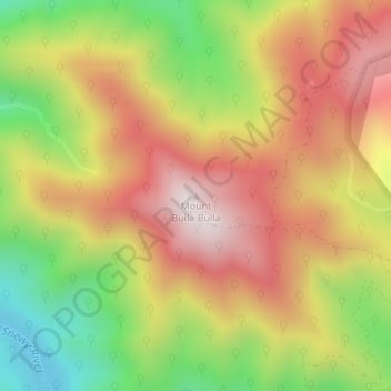 Mapa topográfico Mount Bulla Bulla, altitud, relieve