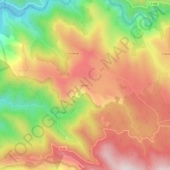 Mapa topográfico Grizac, altitud, relieve
