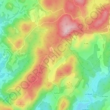 Mapa topográfico Croux, altitud, relieve