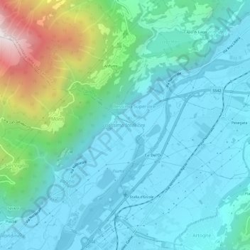Mapa topográfico Bessimo Inferiore, altitud, relieve