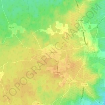 Mapa topográfico Libardac, altitud, relieve