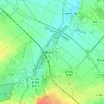 Mapa topográfico Bessenich, altitud, relieve