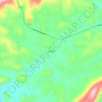 Mapa topográfico Coalfield, altitud, relieve