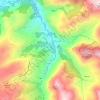 Mapa topográfico La Pedrosa, altitud, relieve