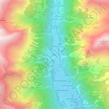 Mapa topográfico Bino, altitud, relieve