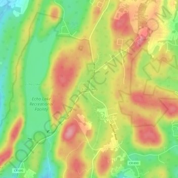 Mapa topográfico Echo Lake, altitud, relieve