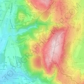 Mapa topográfico Dingier, altitud, relieve