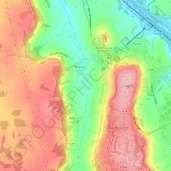Mapa topográfico Le Murot, altitud, relieve