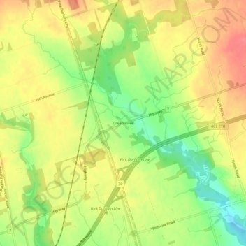 Mapa topográfico Green River, altitud, relieve