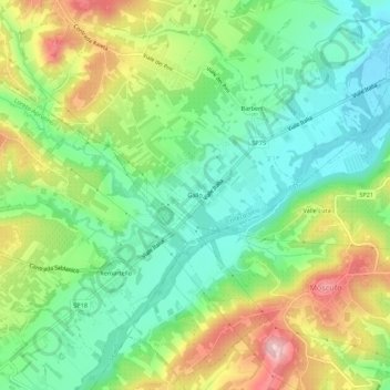 Mapa topográfico Gallo, altitud, relieve
