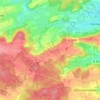 Mapa topográfico Mainkling, altitud, relieve