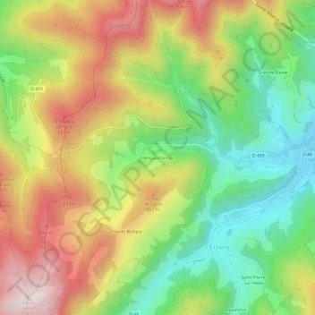 Mapa topográfico Hergauchamps, altitud, relieve
