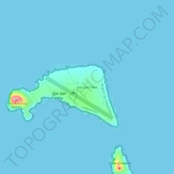 Mapa topográfico Isla San Félix, altitud, relieve
