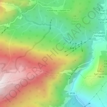Mapa topográfico Jouf, altitud, relieve