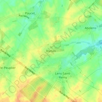 Mapa topográfico Blehen, altitud, relieve