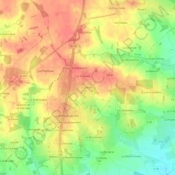 Mapa topográfico La Rinais, altitud, relieve