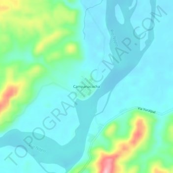 Mapa topográfico Campanacocha, altitud, relieve