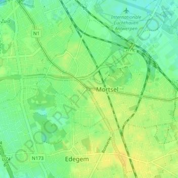 Mapa topográfico Oude God, altitud, relieve