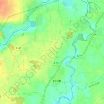 Mapa topográfico Dornhöh, altitud, relieve