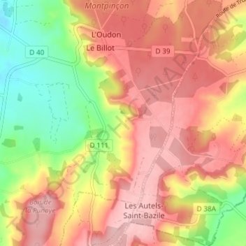 Mapa topográfico Montpinçon, altitud, relieve