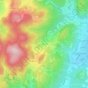 Mapa topográfico Vaux-sur-Aine, altitud, relieve