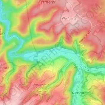 Mapa topográfico Malsbenden, altitud, relieve
