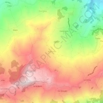 Mapa topográfico Manno, altitud, relieve