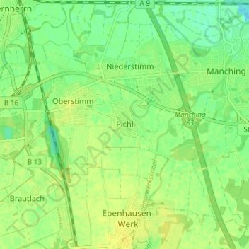 Mapa topográfico Pichl, altitud, relieve