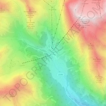 Mapa topográfico Maso Corto, altitud, relieve