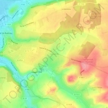 Mapa topográfico La Tuilerie, altitud, relieve