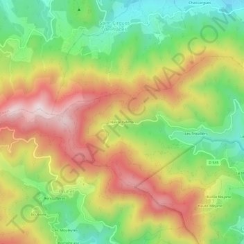 Mapa topográfico Haute Valette, altitud, relieve